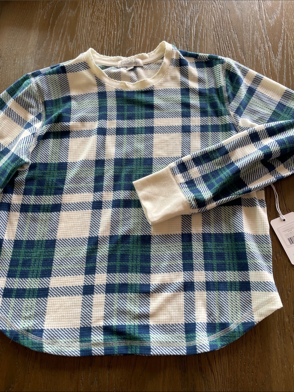 PJ Salvage cozy life thermal velour plaid top, new with tags, size small